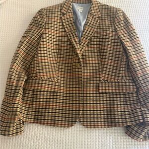Woman’s J. Crew Plaid Blazer in Brown and Tan